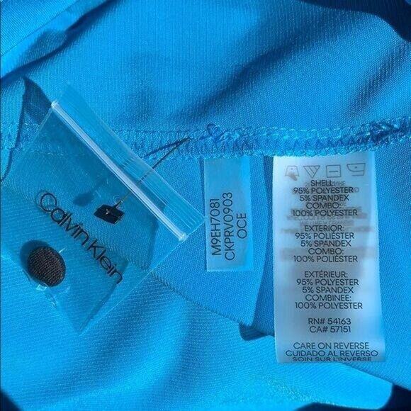 Calvin Klein Womens Blouse Top Shirt Ruffle Sleeve Pullover Teal Black XS - Picture 12 of 16